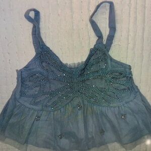 Kids Blue Camisole with Beaded Design